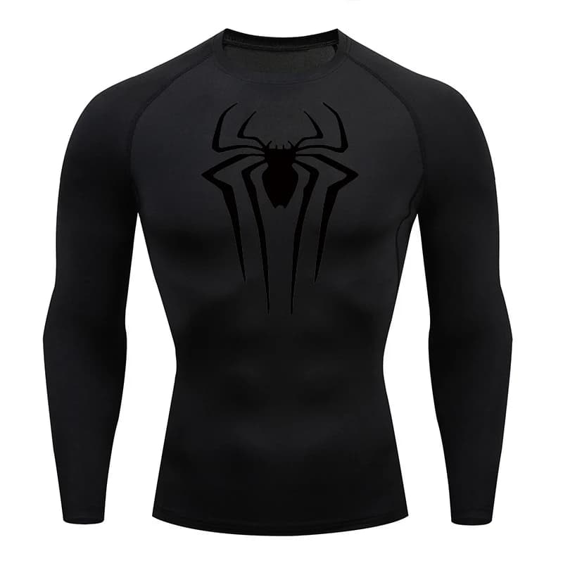Camicie a compressione a maniche lunghe con stampa ragno per uomo Allenamento in palestra Rash Guard Canottiere Baselayers T-shirt atletiche ad asciugatura rapida