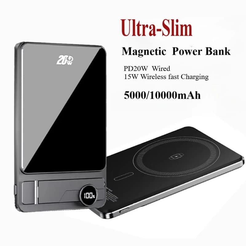 Ultra-Thin 10000mAh Magnetic Power Bank 20W Portable Wireless Fast Charger For iPhone 15 14 13 12 11 Backup battery For Magsafe