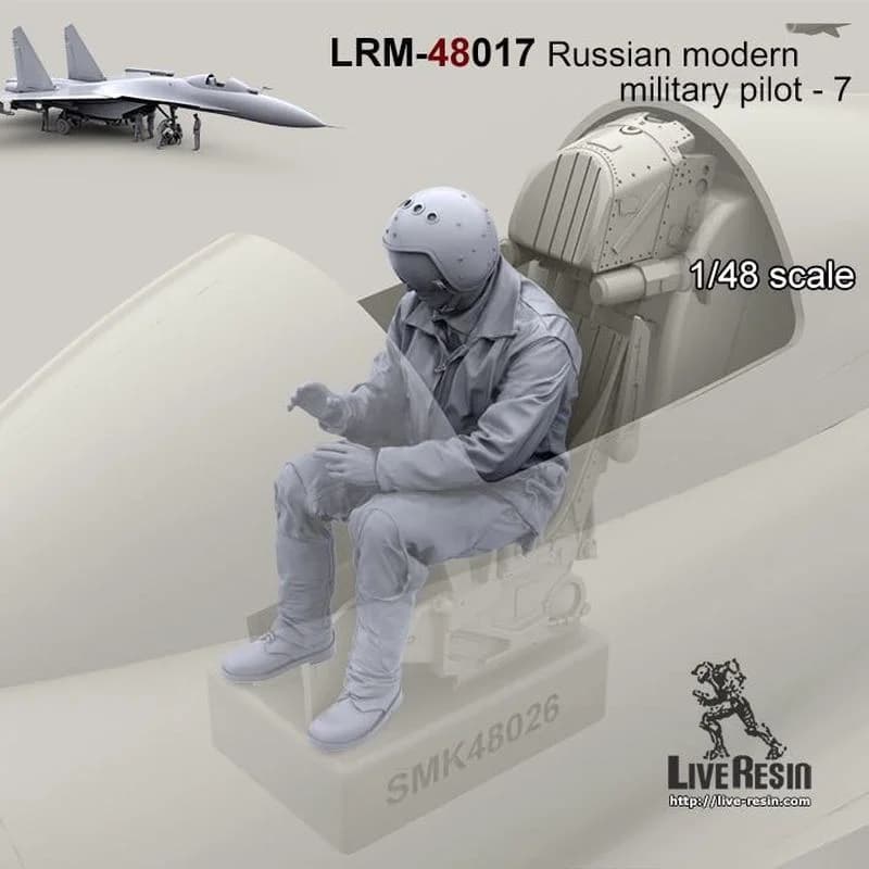 Microscena pilota militare russo moderno pressofuso in scala 1/48-7 (esclusa aereo) con giocattoli hobby GK non verniciati autoassemblati