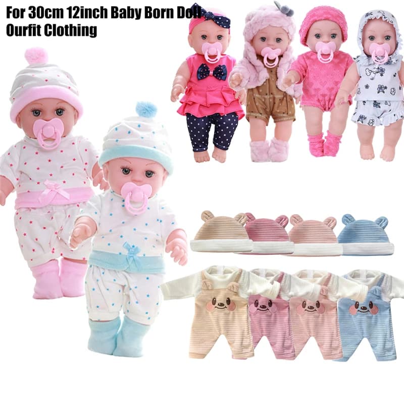Completo set di vestiti e accessori per bambole reborn da 30 cm (12 pollici): tutina, culla, pigiama invernale, tuta, cappotto in peluche.