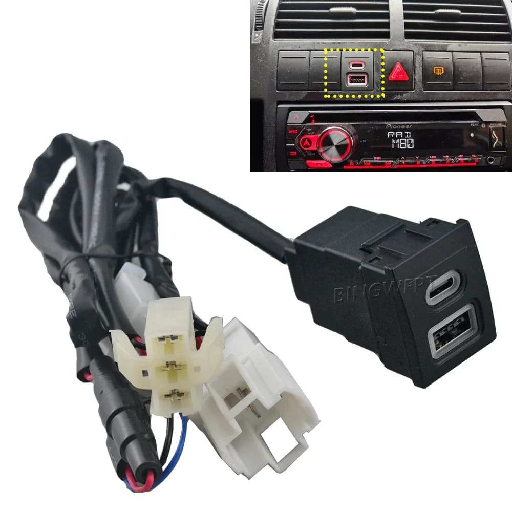 For VW POLO 2004 2005 2006 2007 2008 2009 - 2011 Speed charger for QC3.0 USB interface adapter type-c Modified charging socket