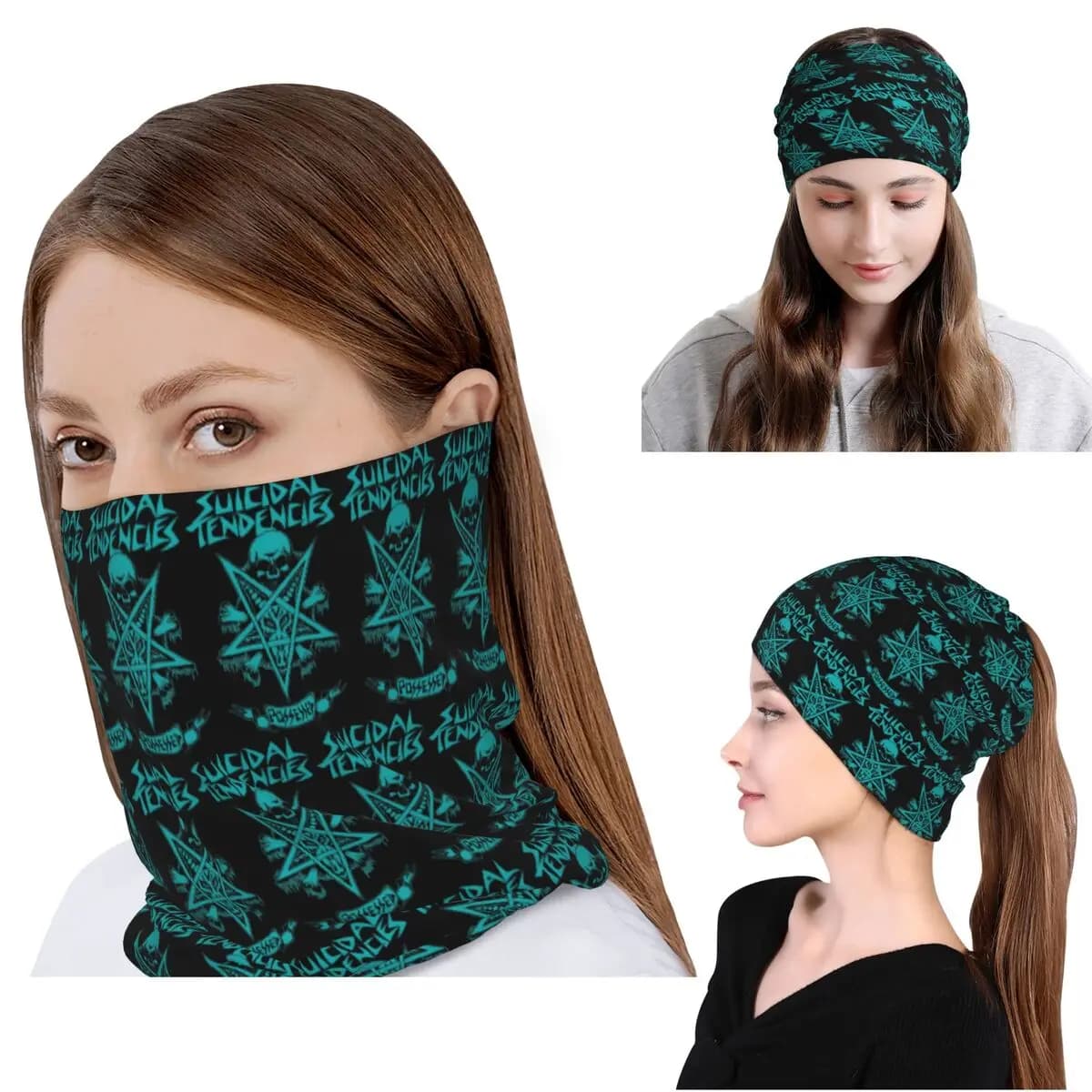 Bandana Rock Music Suicidal Tendencies, Scaldacollo Multifunzione, Sciarpa Magica, Balaclava, Berretto Antivento Unisex per Adulti