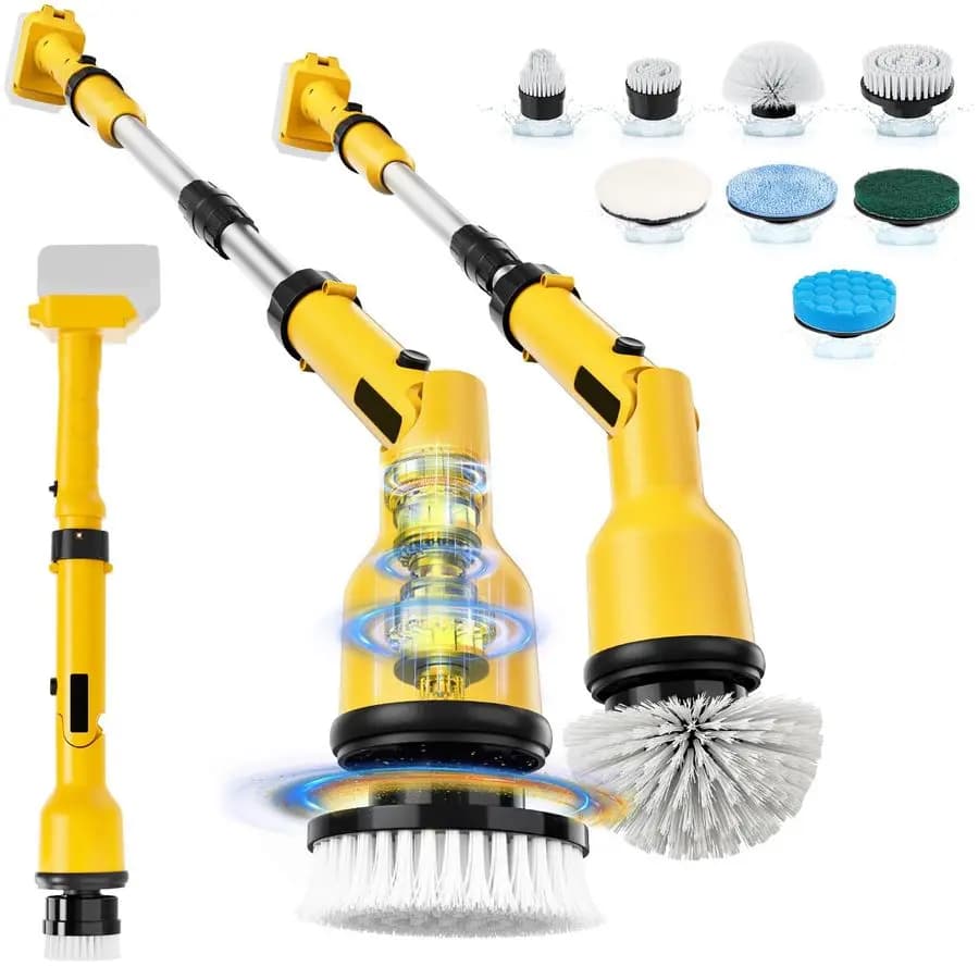 Spin Scrubber compatibile con batteria Dewalt 20V 60V Batteria NO, spazzola per pulizia elettrica a batteria da 1000 giri/min con 8 testine, regolabile