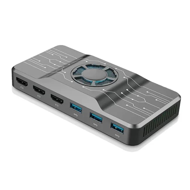 OFIYAA Docking Station USB 3.0 H1 HUB universale per laptop con ventola di raffreddamento RGB per Windows Mac Supporto Android Chip Mac M1