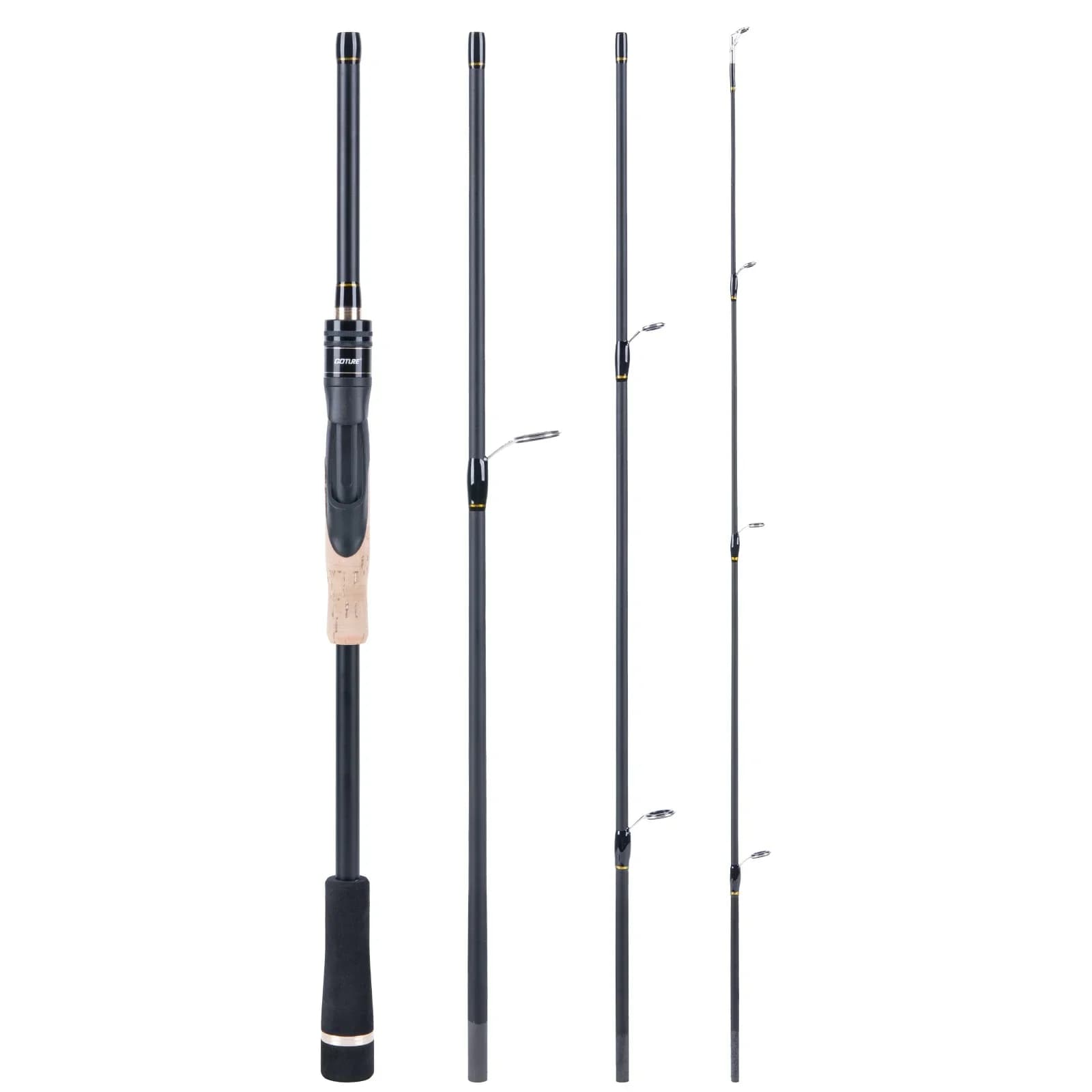Canna da Pesca GOTURE VNOBLE Spinning e Casting, Potenza MF, 4 Sezioni, 1.98m 2.1m, in Carbonio 30T, Canna da Viaggio per Pesca di Bass e Luccio