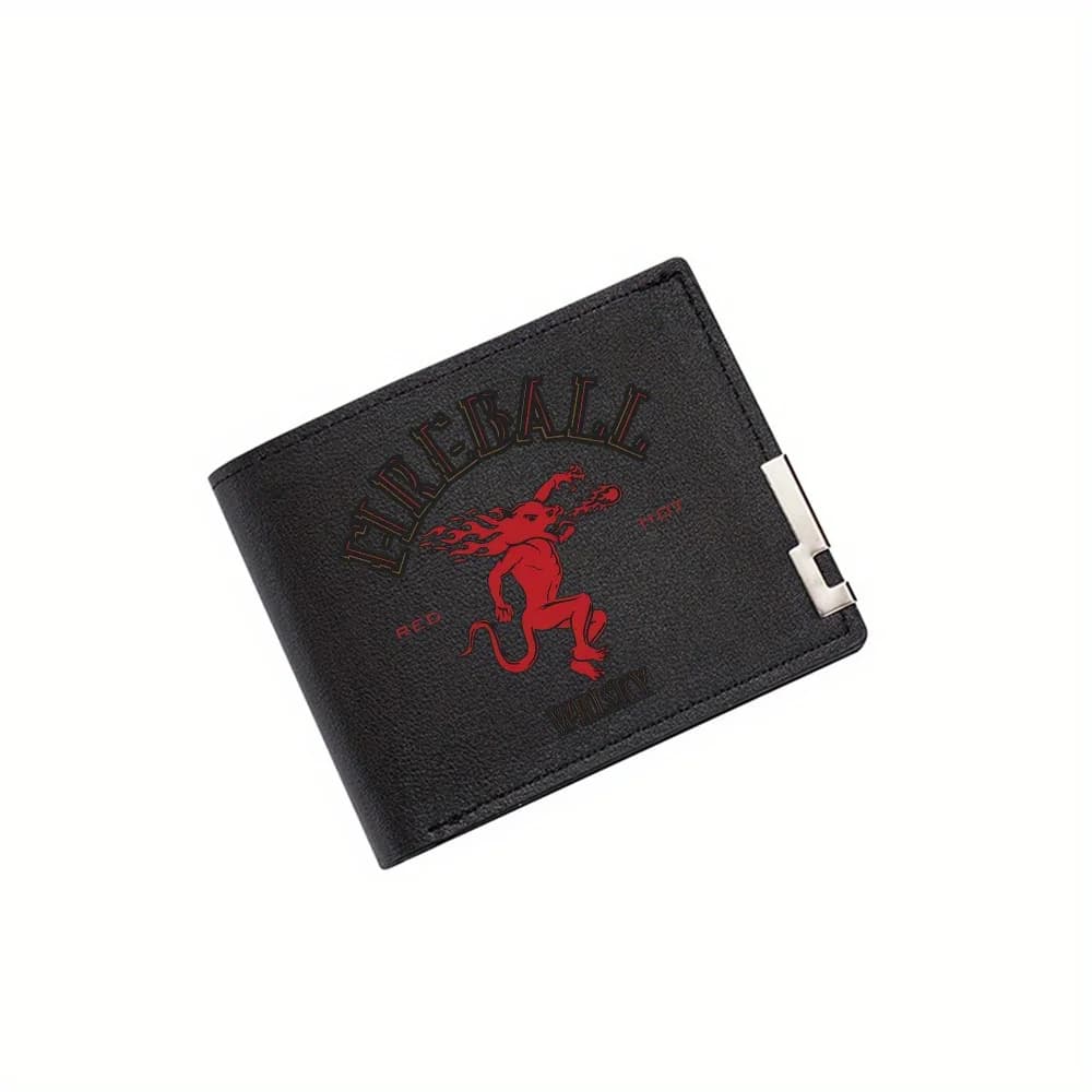 Diabo che corre con il logo del whisky del fuoco Portafoglio da uomo Design di stampa Semplice moderno ed elegante Affari del fidanzato del padre Natale
