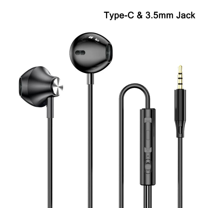 Type-C 3.5mm In-Ear Wired Headphones Hifi Stereo Sports Auxiliary Music Headphones Auxiliary speakerphones with microphone for Xiaomi Realme