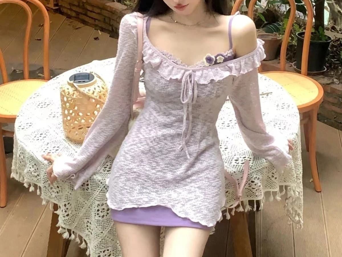 2025 Abito estivo da donna con protezione solare Abito dolce in pizzo Set da due pezzi Stile puro desiderio