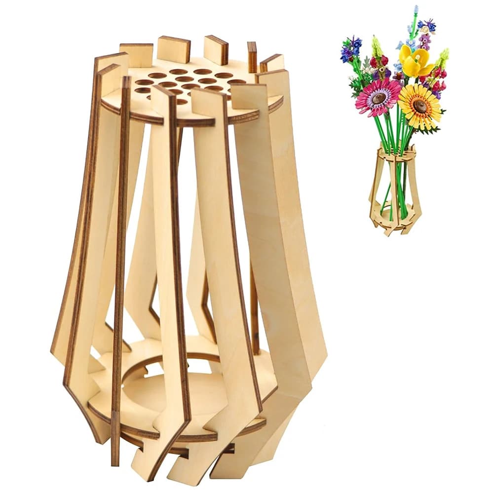 Bouquet Vaso 3D Blocchi di costruzione in legno Modello Legno Stereo Stitch Puzzle Modelli Kit Regali per donne Uomini