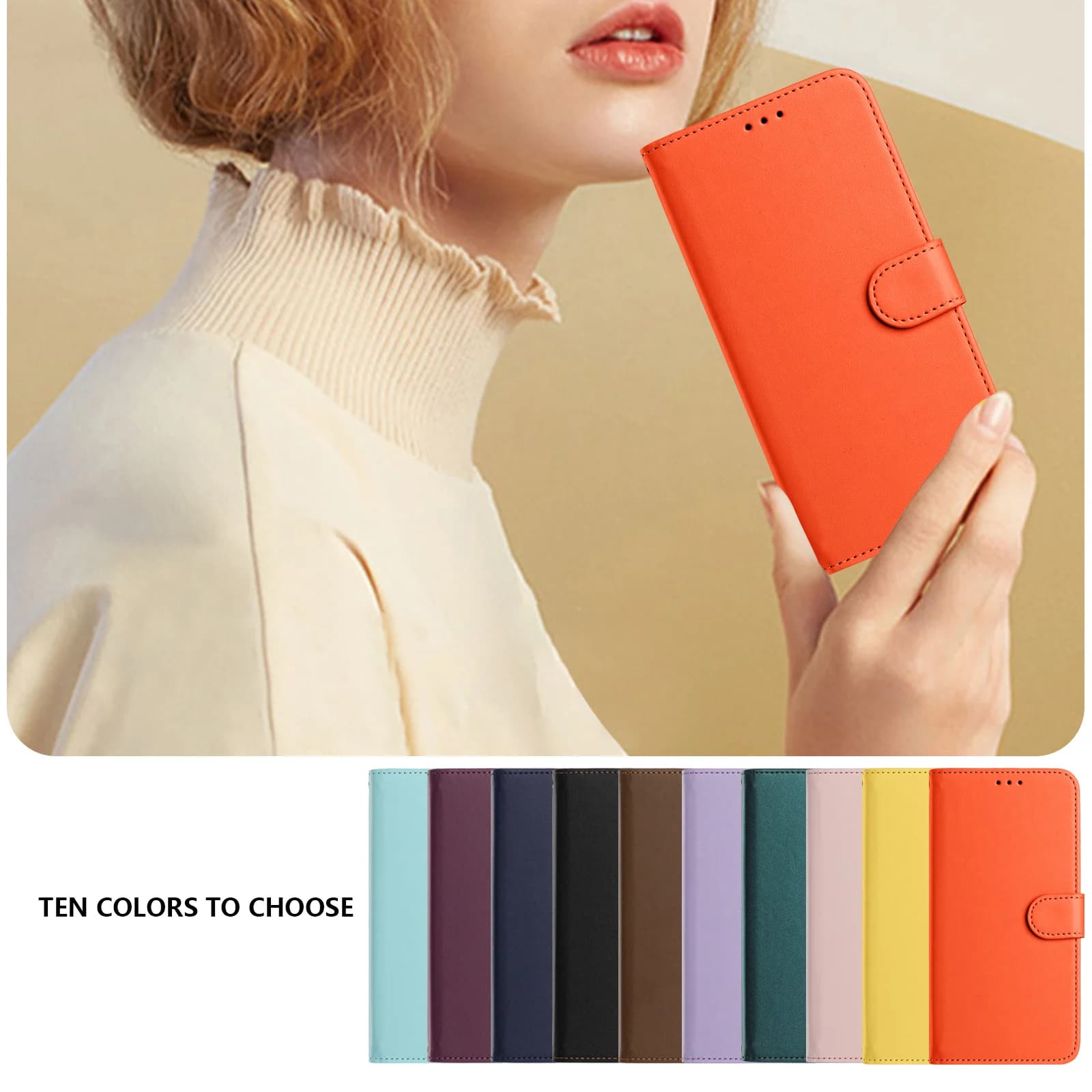 Custodia a tinta unita in pelle PU con laccetto per Xiaomi Redmi 15A A7 Pro 4G Note 15 Pro Plus 5G 14 13 15C, con slot per carte e funzione portafoglio