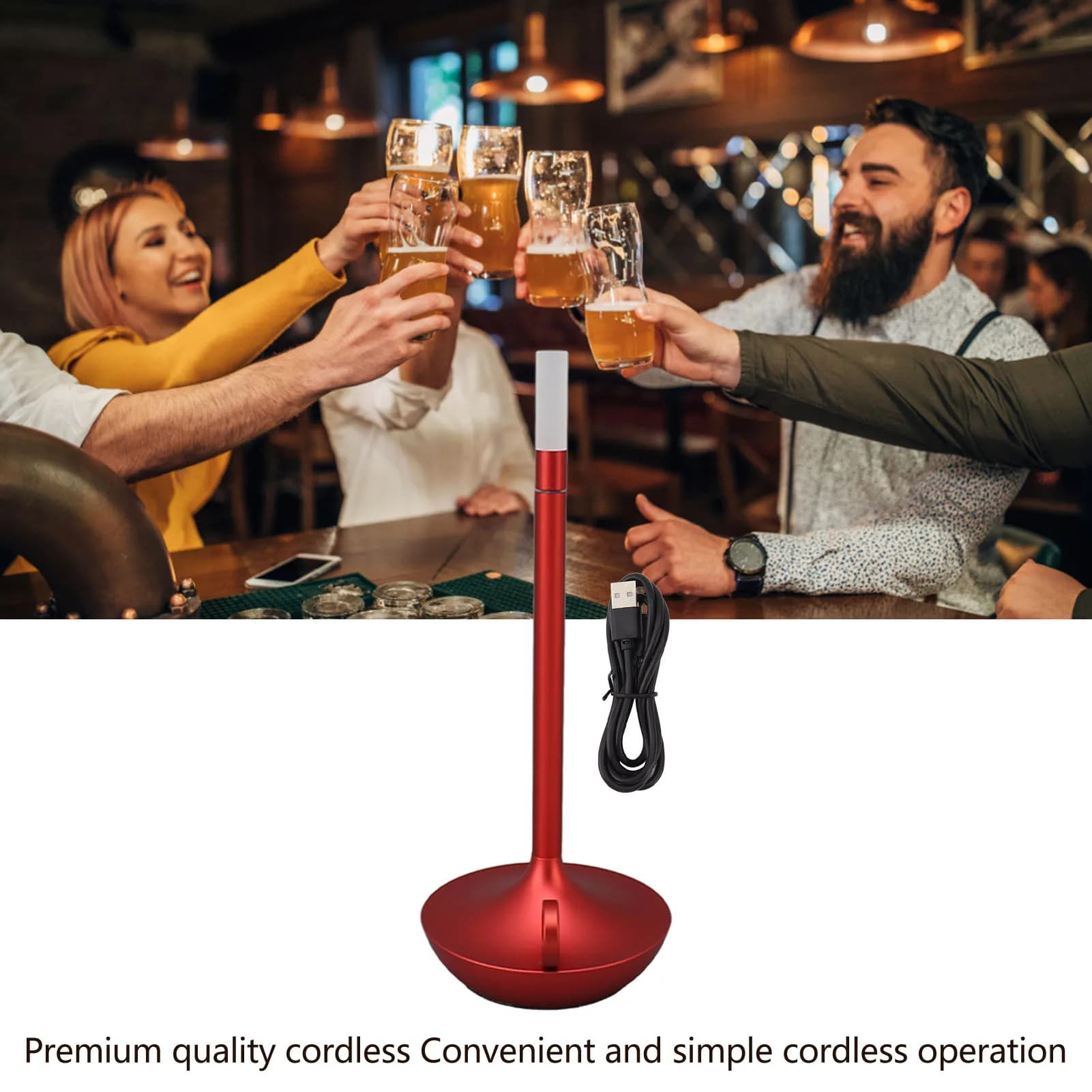 Lampada da tavolo senza fili Innovativa forma di candela 3 livelli di luminosità Lampada da scrivania a LED ricaricabile dimmerabile Lampada da tavolo a LED portatile