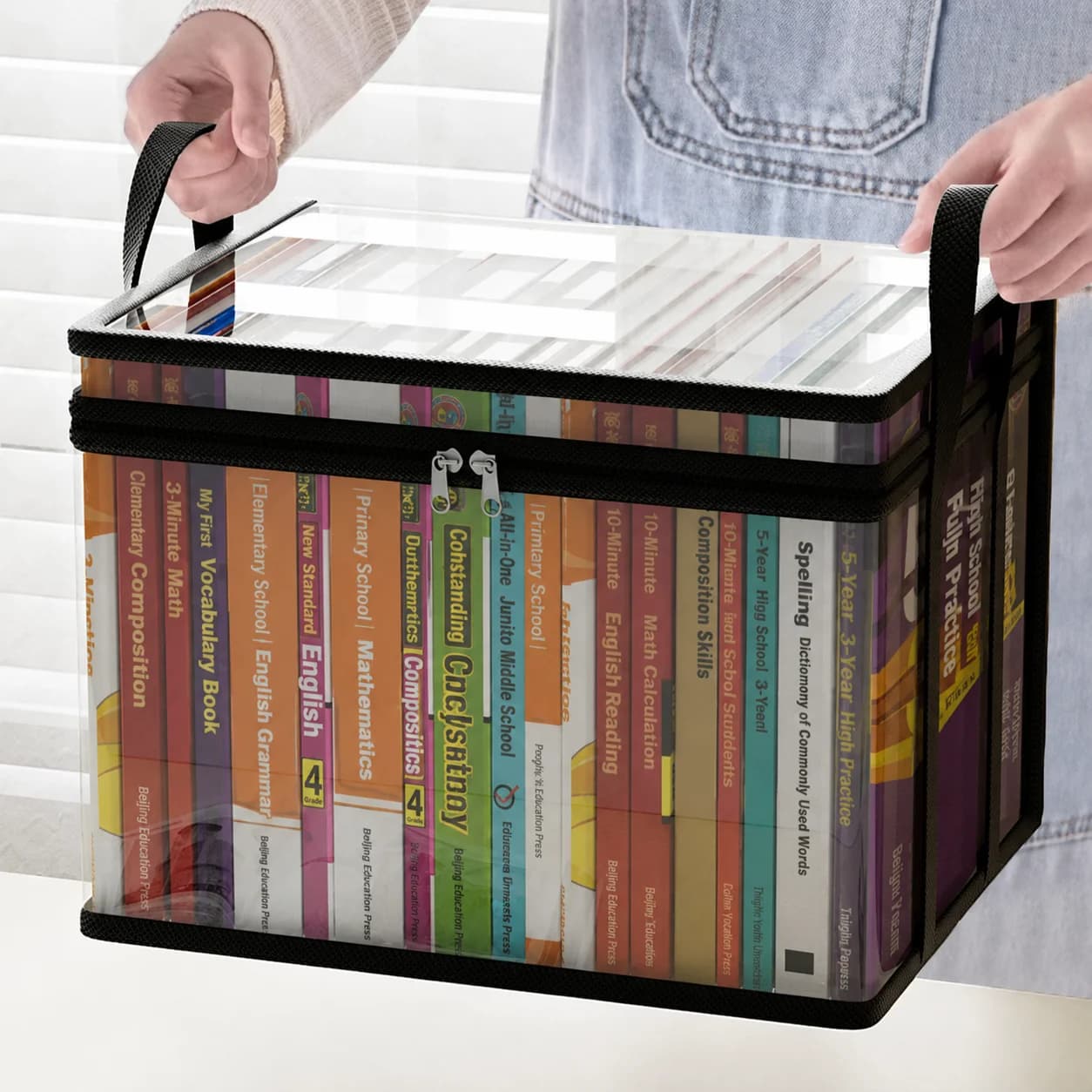 Scatole Porta Libri Extra Spesse in PVC Trasparente, Organizer da Scrivania per Studenti, Contenitori Impermeabili per Libri, Contenitori Antipolvere per Libri per Aula
