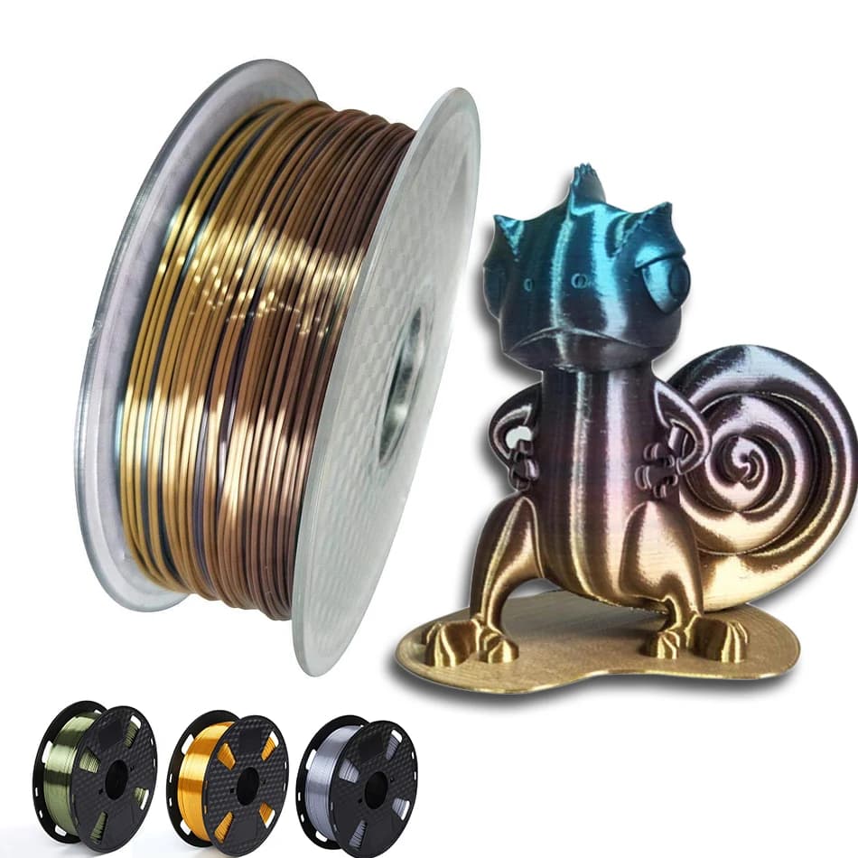 Metalized Silk Grading Multicolor Printer 3D Filament PLA 1.75mm Printing Material 3d Rainbow Polished Gold Bronze 250g-1kg