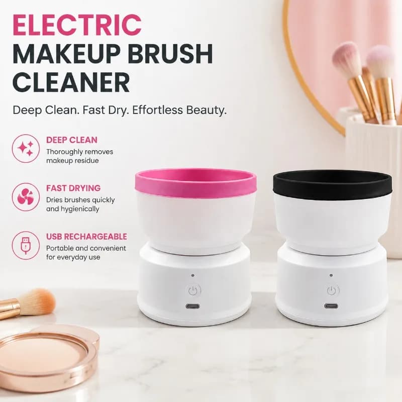 USB Rechargeable Makeup Brush Cleaner, Electric Cosmetic Washing Device, Automated Beauty‑tool Sanitizing Gear, Compact