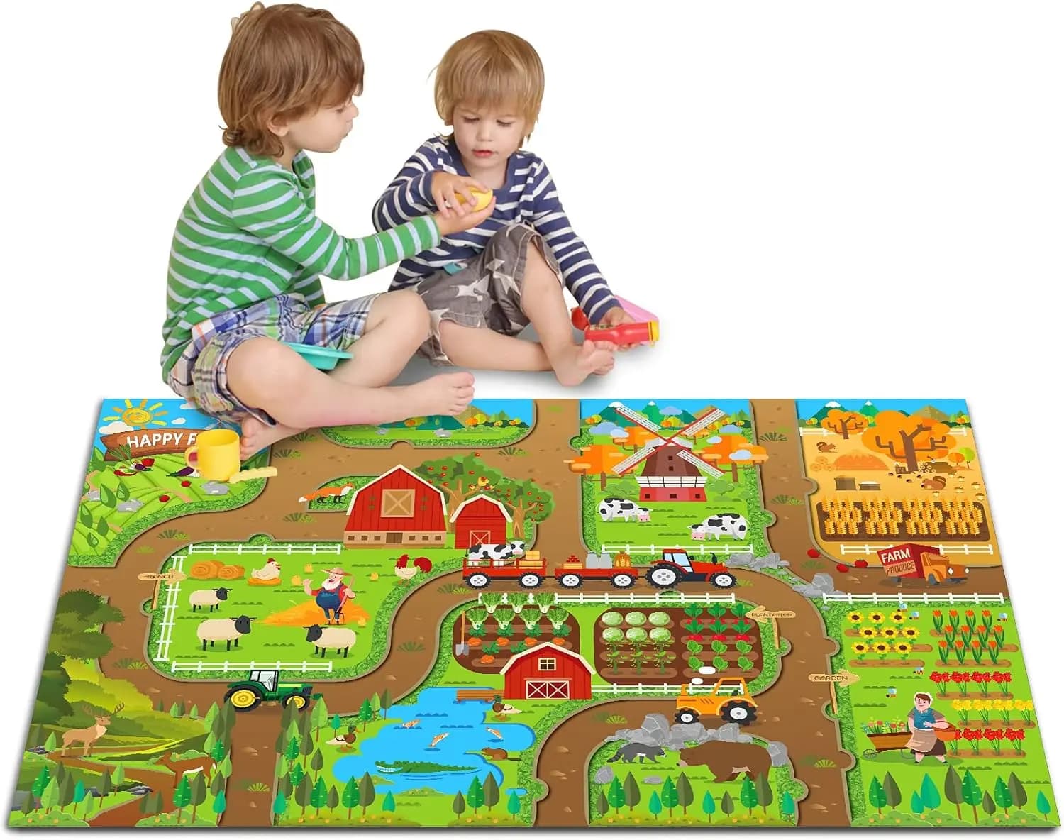 Tappetino Gioco per Bambini 'Fattoria Felice', Tappeto Interattivo Genitore-Figlio, Tappetini Educativi per Camera da Letto e Sala Giochi, Gioca e Impara 552-F