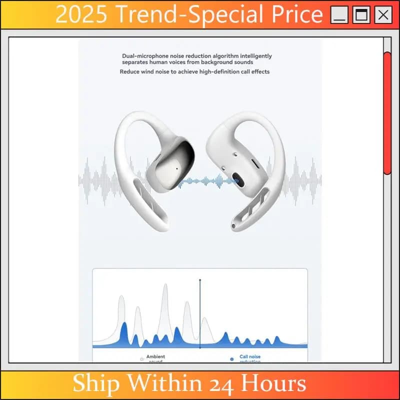 (Ultimo) Open earphones AI Sport OWS Wireless Bluetooth Headphones 360 ° HIFI headphones with ear hook support noise reduction of calls B