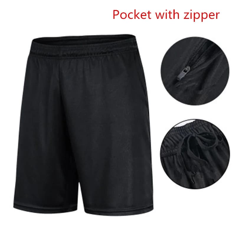 Men's Basketball Racing Cycling Sports Shorts Fitness Boy Football Pants Outdoor Yoga Training Gym Training Zippered Pocket Black