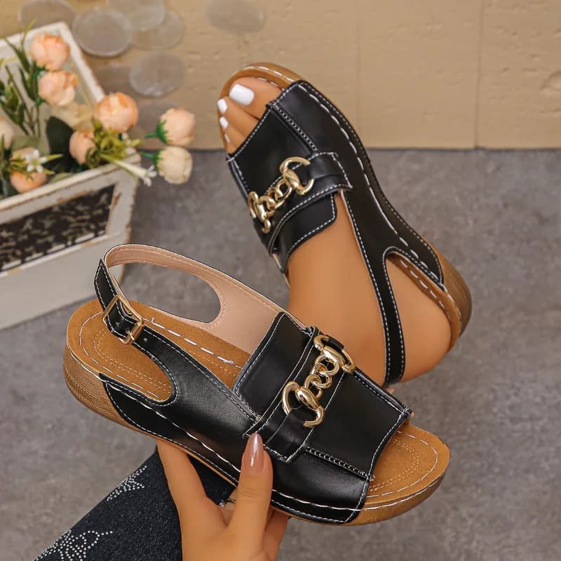 Women's High-Quality Wedge Sandals New Luxury Chain Designer Sandals Summer Fashionable Lightweight Beach Roman Sandals 36-43
