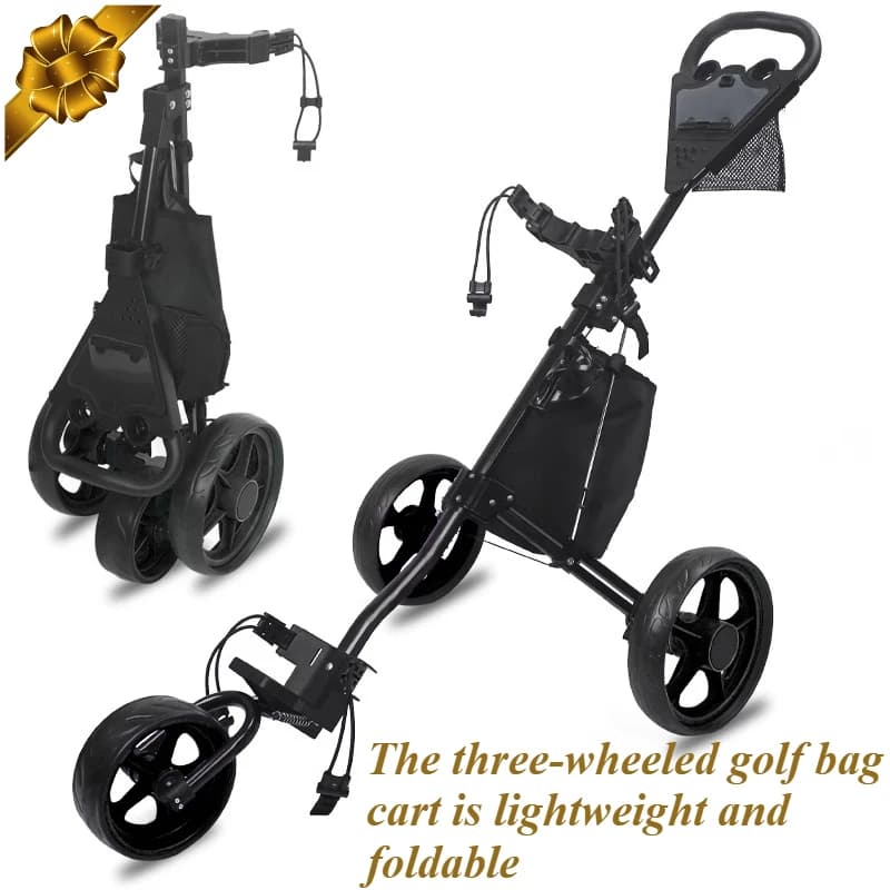 Carrello per sacca da golf Carrello pieghevole a tre ruote Carrello speciale per sacca da palline Portatile