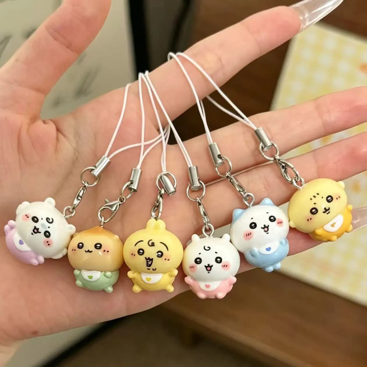 Kawaii Tiny Resin Pendant Cute Baby Outfit Usagi Hachiware Phone Lanyard Mini Keychain Small Bag Charm for Girls Student Gift