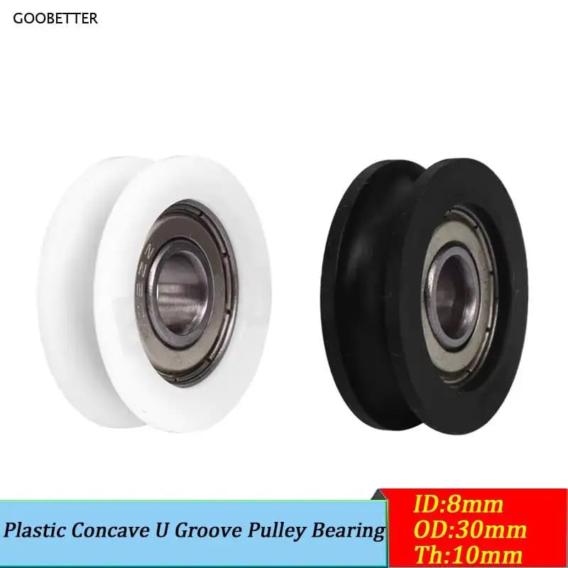 Cuscinetto puleggia con scanalatura a U concava in plastica rivestita in nylon 8mm ID 30mm OD 10mm di spessore per stampante 3D e sistema trasportatore fai-da-te