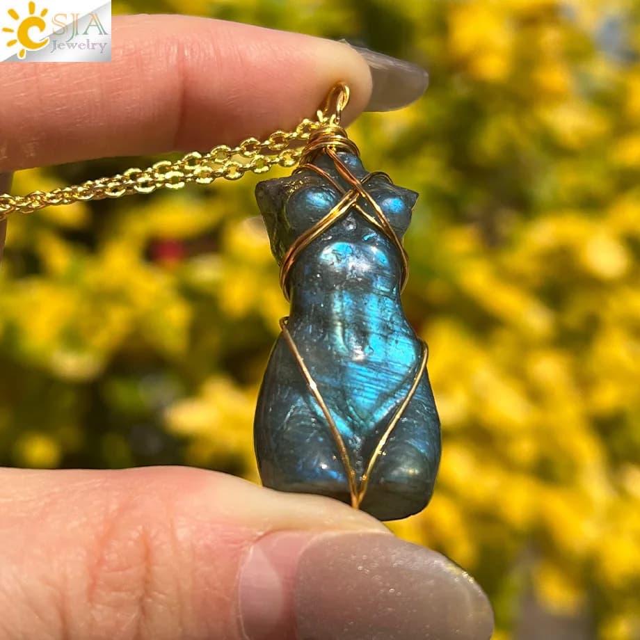CSJA Cristallo Naturale Fatto A Mano Modello Femminile Ciondolo Guarigione Cristallo Reiki Pietra Preziosa Artigianato Per Uomini e Donne Collana Regalo H566
