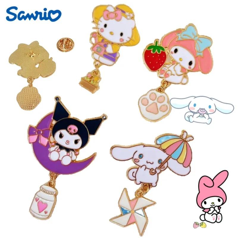 Sanrio My Melody Kuromi Hello Kitty anime cartone animato periferico simpatico distintivo in metallo spilla zaino ciondolo cuore femminile regalo festival