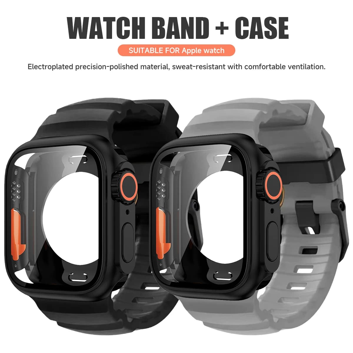 Cinturino in silicone + custodia per PC per Apple Watch 44 45 46mm Custodia protettiva per schermo con cinturino sportivo per Iwatch 10 9 8 7 Cambia in Ultra