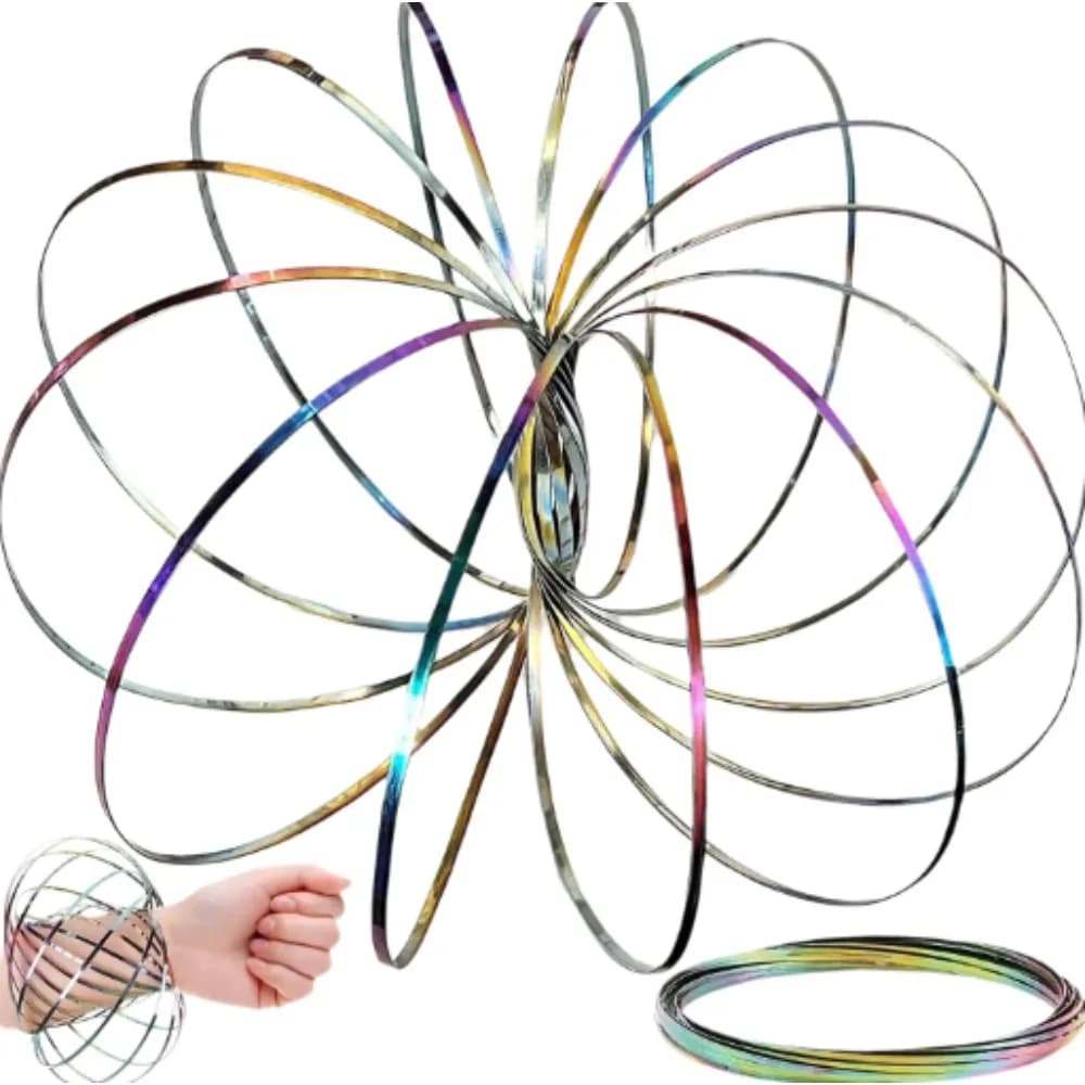 Magia Incredibile Flusso Anello In Acciaio Cinetico A Spirale Primavera 3D Bracciale Giocattoli Per Adulti Novità Alleviare Lo Stress Braccio Sensoriale Slinky Metallo
