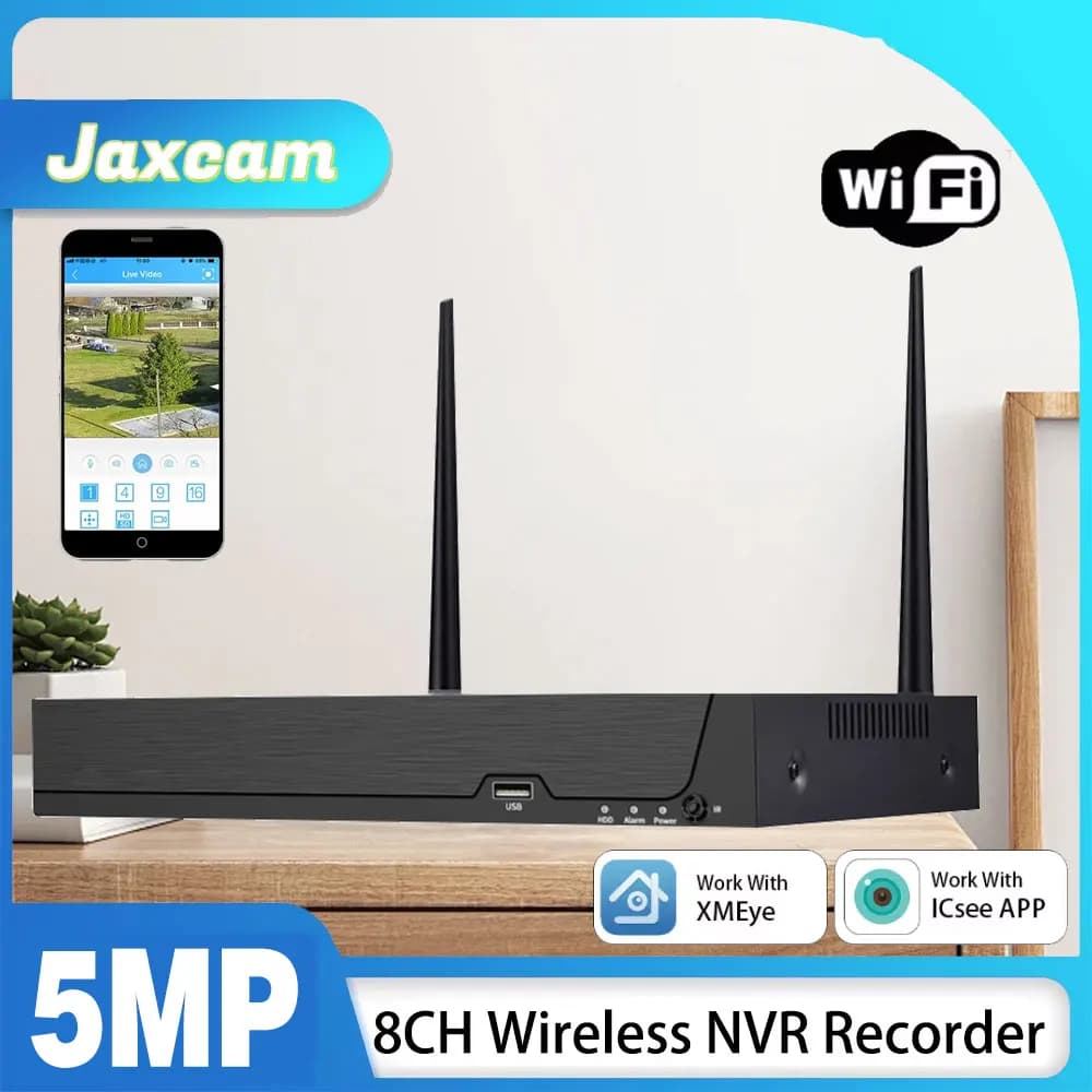 Registratore NVR wireless 8CH H.265 HD 5MP 4K per sistema di telecamere CCTV WIFI ICSEE XMEYE, supporta telecamere.
