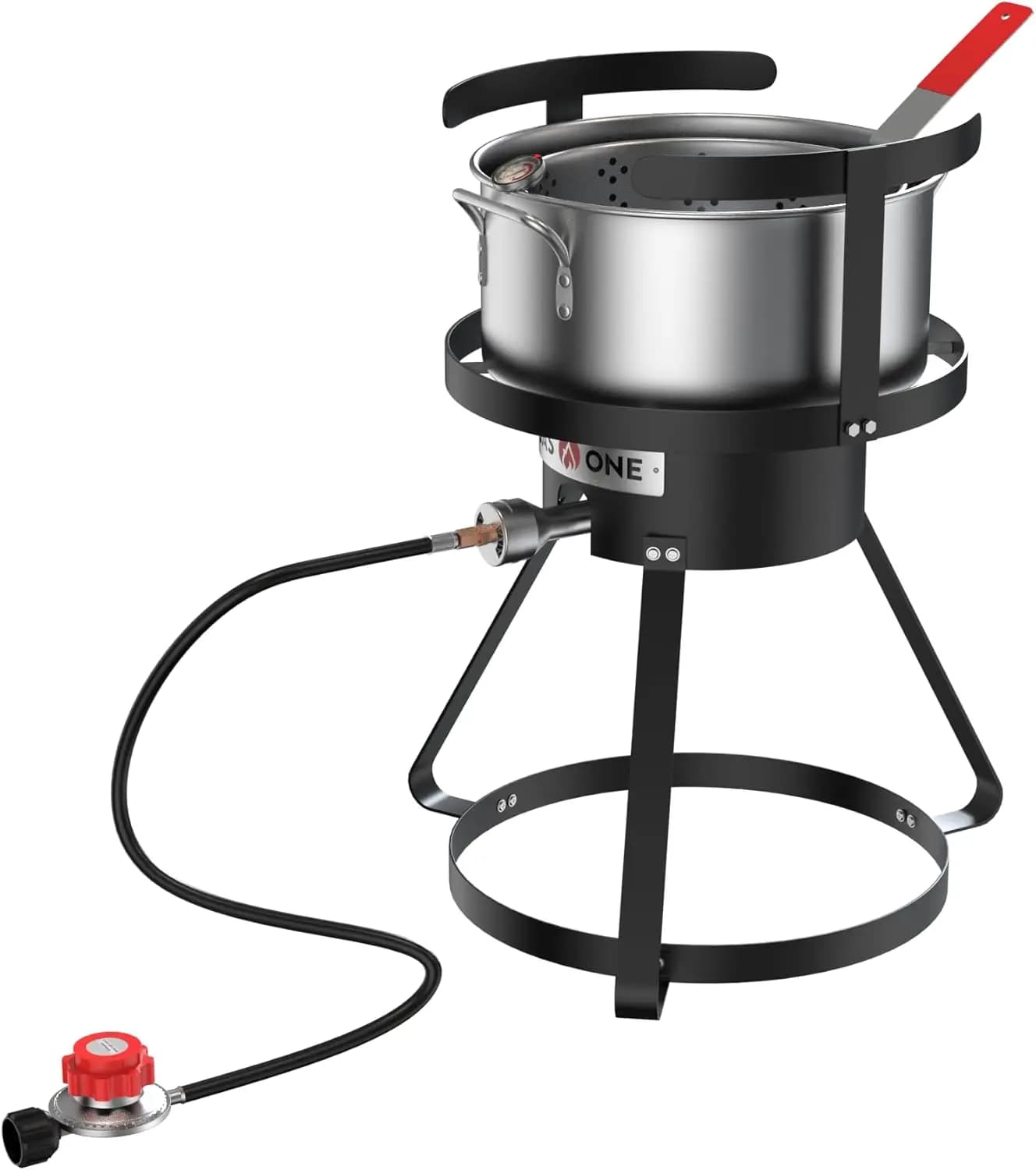 Friggitrice a Propano da 10 Qt con Cestello Scolapiatti e Termometro per Cucina all'Aperto, Pesce, Ali di Pollo