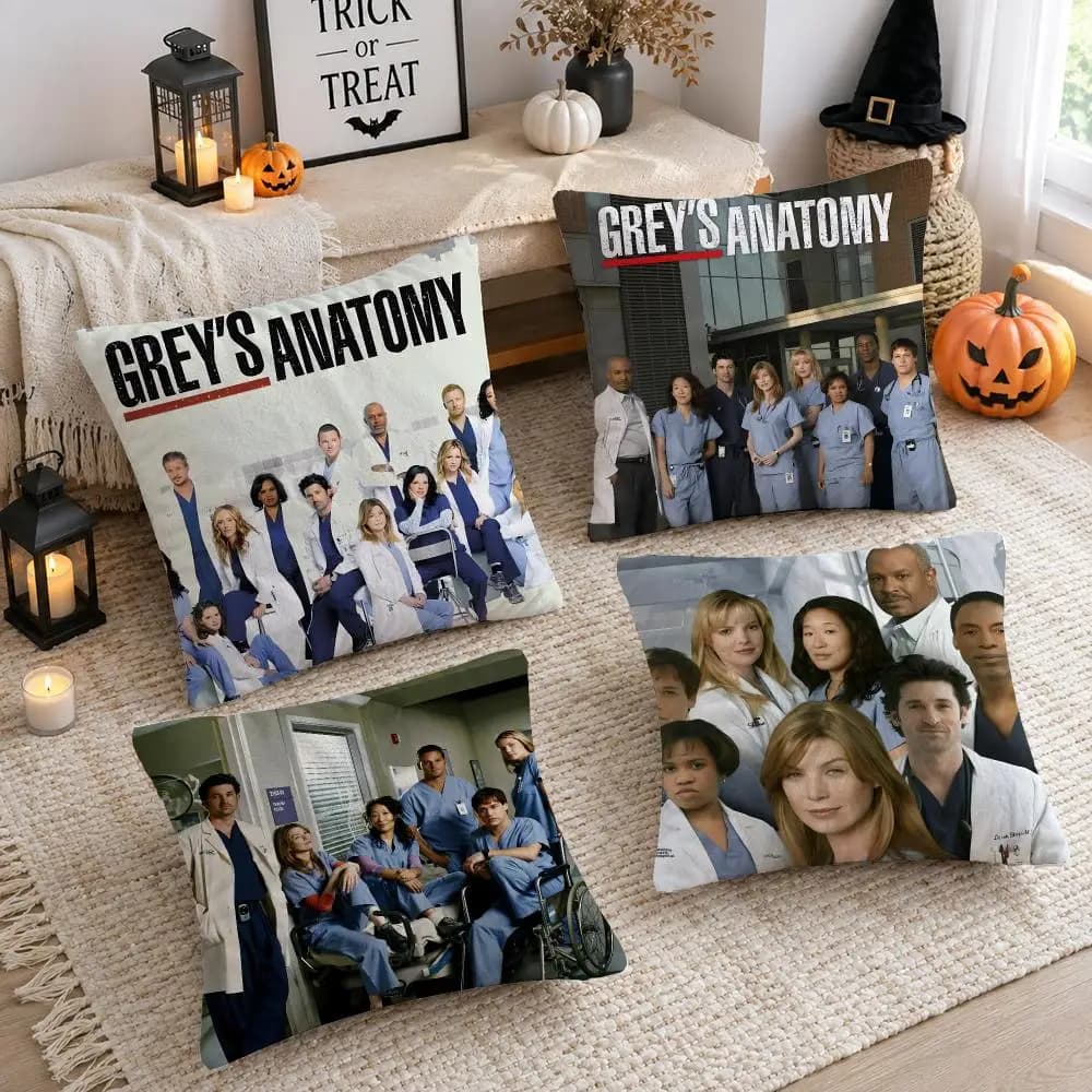 G-Greys Anatomy TV SERIES Cushion Cover Plush Decorative Pillow Case With Hidden Zipper Cutecore Room Decor For Home