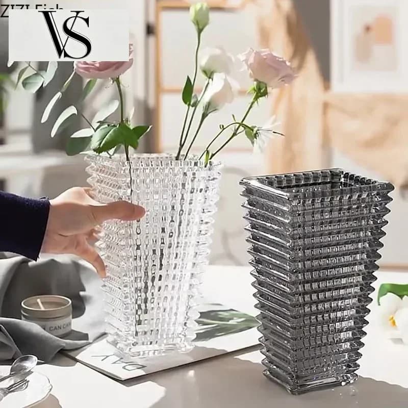 Corners Hydroponics Glass Vases Glass Pots Flowers Flower Arrangement Desk Decoration Crystal Transparent Vase Square Edges And