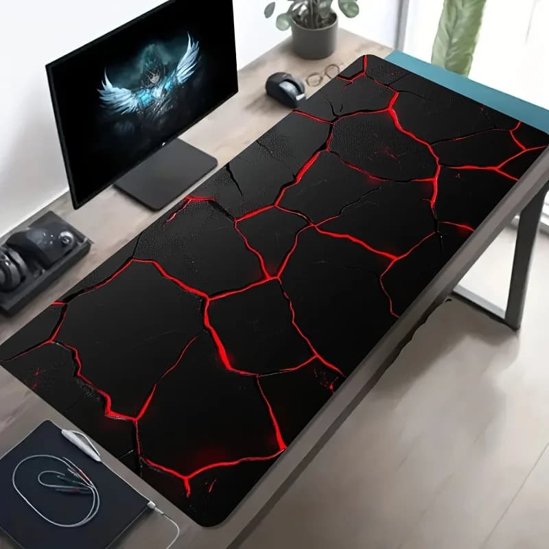 Tappetino per Mouse da Gaming Esteso Rosso Luminoso con Base Antiscivolo in Gomma per PC, Laptop e Ufficio