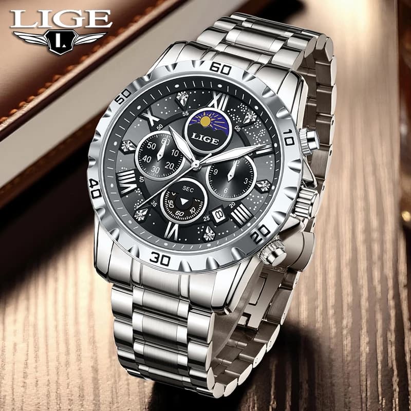 Orologio da Polso al Quarzo LIGE 2026 di Lusso, Moda Casual, Impermeabile 30M, Luminoso, Multifunzione, Orologio da Uomo, Reloj Hombre
