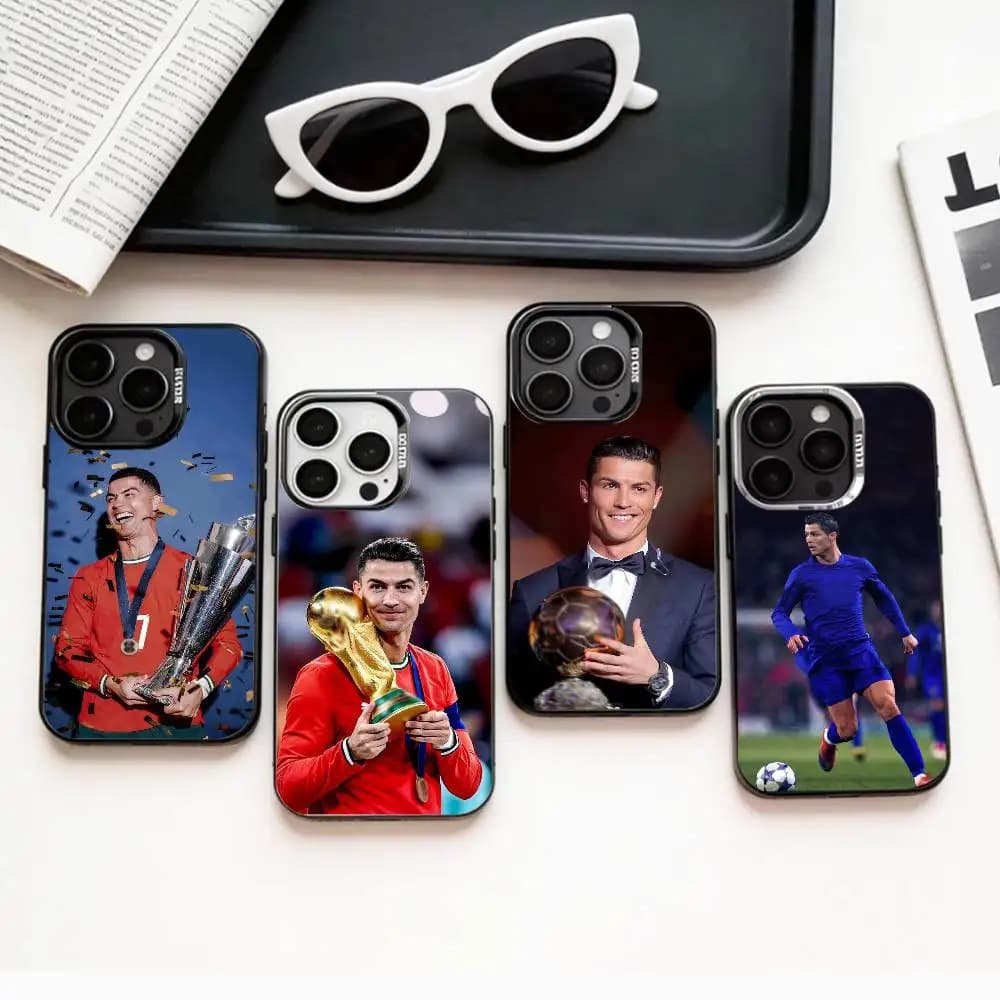 Famous F-Football players C-CR7 Phone Case For iPhone17,16,15,14,13,12,11 Plus,Pro Max Colored Silver Plated Inside Cover