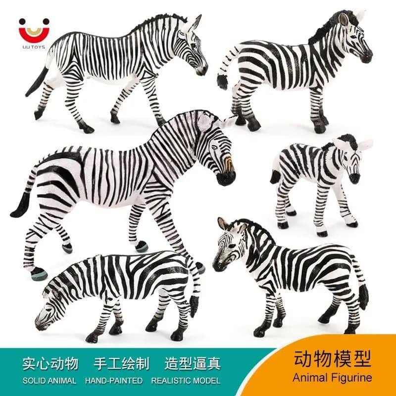 Cross-Border Solid Static Plastic Zebra Wildlife Model Children's Educational Toy Figurine Animal Kingdom Realistic Simulation