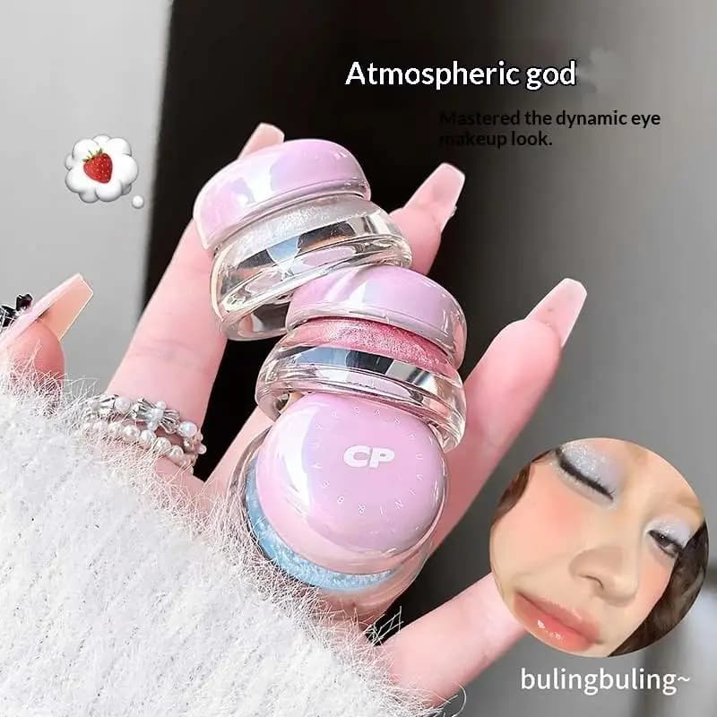 Cappuvini Crema Illuminante Ultra-Fine Shimmer Impermeabile a Lunga Durata per Occhi e Guance, Arancione Blu, Compatta