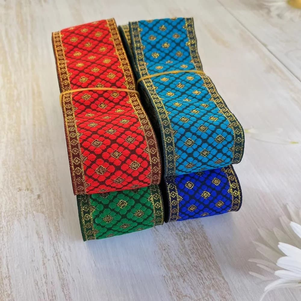 10Yards/Lots nastro Jacquard intrecciato 5cm punti dorati motivo floreale per accessori per cinghie di abbigliamento IS-3289