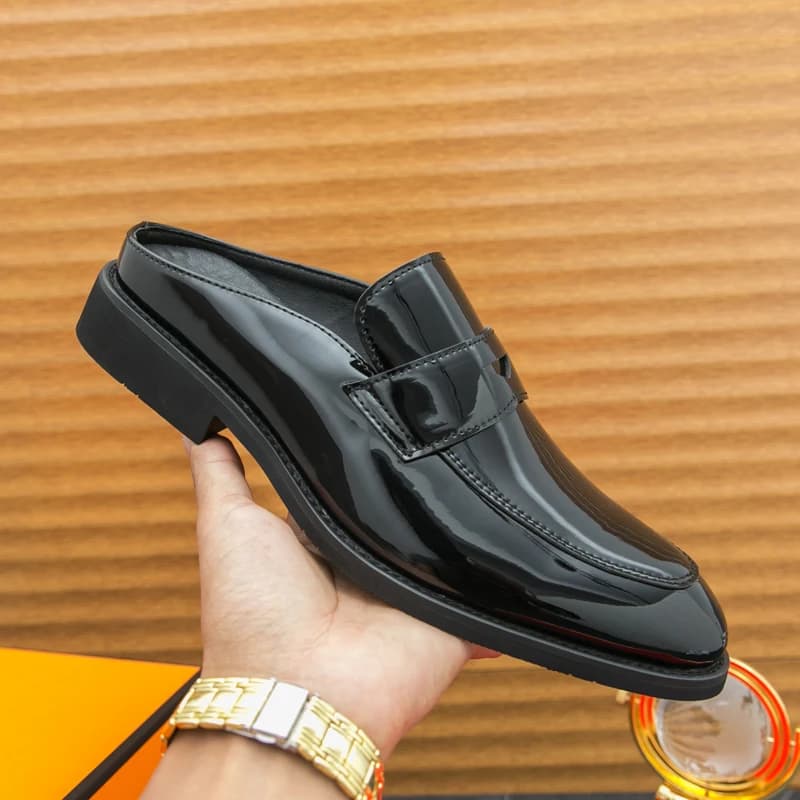 Big Size 45 46 summer background often fines in leather men half shoes for men slippers Semi-Drag shoes Casual moccasins without back sandals