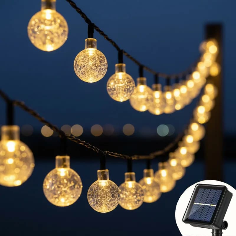 Luci Solari a Sfera di Cristallo con 8 Modalità, Impermeabili per Esterni, Decorazione per Giardino e Feste