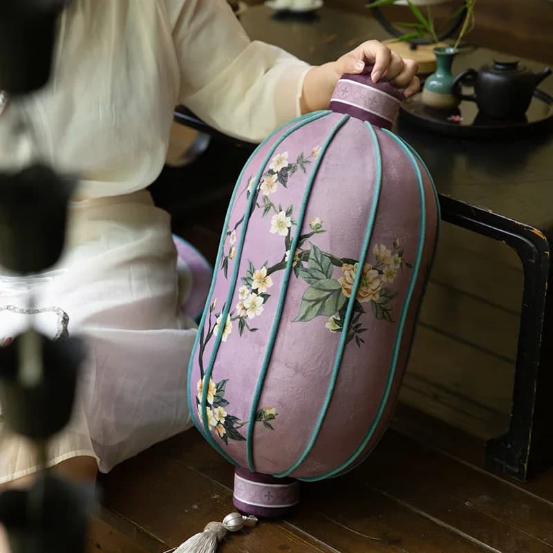 Chinese Style Lantern Shape Pillow Embroidered Butterfly Cushion Unique Style Design Bedside Soft Good Rebound Waist Cushion