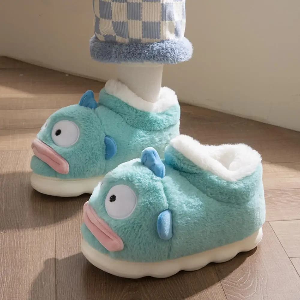 Pantofole in Peluche Anime per Donne, Simpatiche Pantofole Hangyodon per Ragazze, Nuove Pantofole Invernali Imbottite e Calde per Studentesse