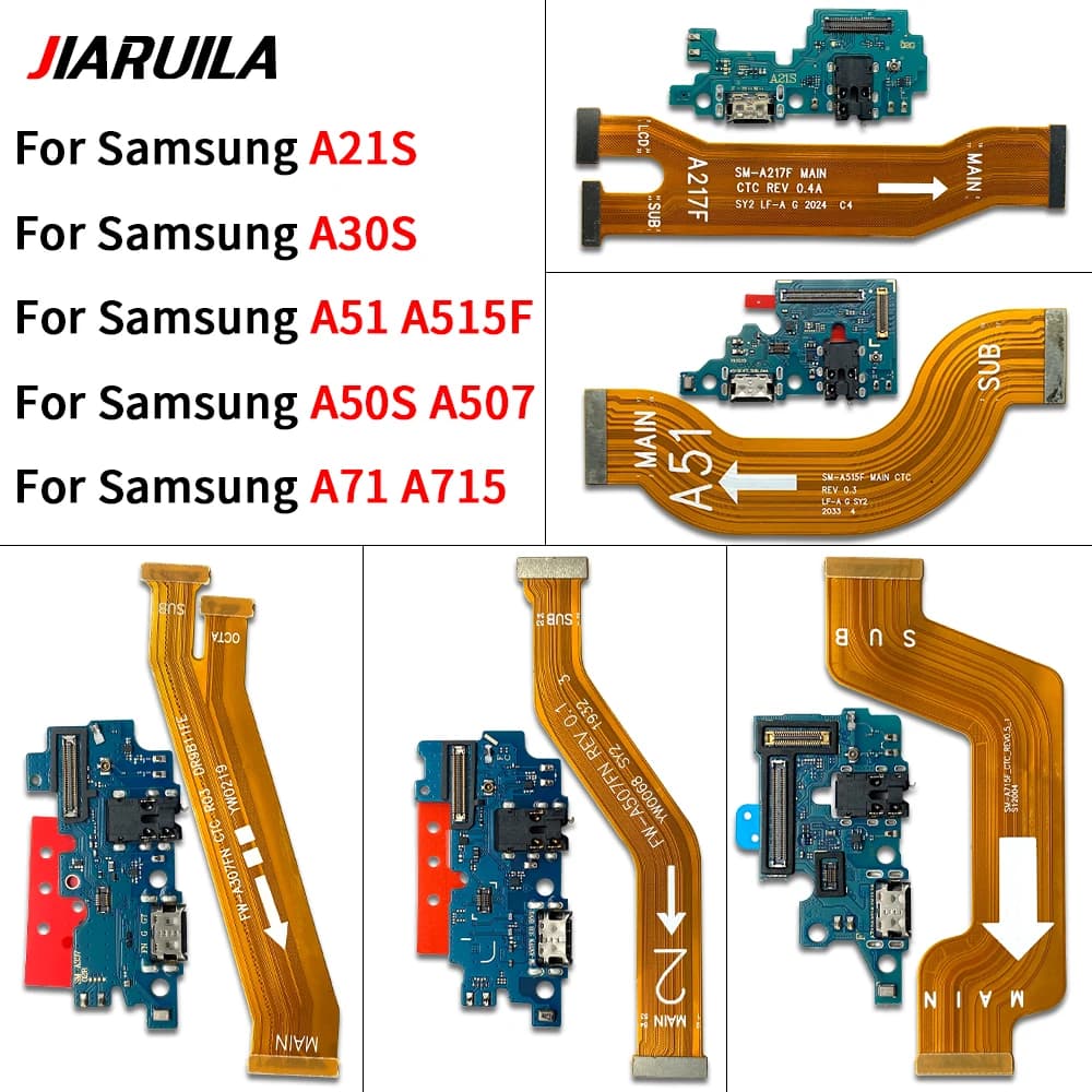Cavo flessibile con porta di ricarica USB per Samsung A51 A71 A21S A30S A50S A515 A715F, connettore dock con microfono