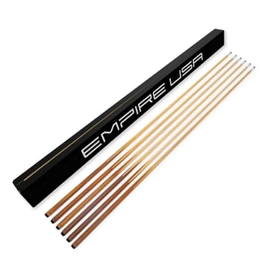 Set di 6 stecche da biliardo da 57 pollici in legno massello monopezzo a 4 punte con puntali in pelle da 13 mm