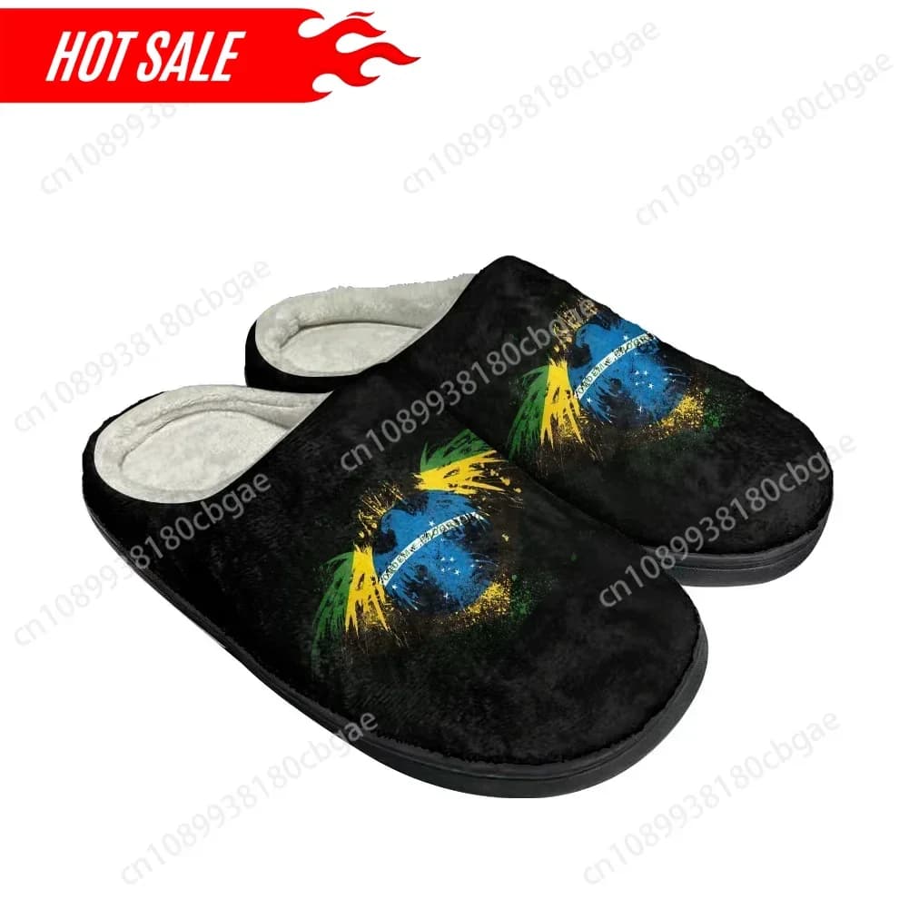 Hot Cool Brazil Flag Fashion Cotton Custom Slippers Mens Womens Sandals Plush Casual Keep Warm Shoes Thermal Comfortable Slipper