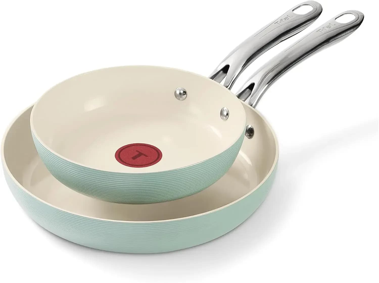 Set di Padelle Antiaderenti in Ceramica, 8" e 10", Adatte al Forno fino a 500 Gradi ° F, Pentole Verde Menta