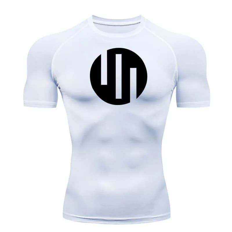 T-shirt da corsa Manica corta Camicia a compressione bianca Esercizio da palestra da uomo Protezione solare ad asciugatura rapida Abbigliamento sportivo Camicia muscolare 4XL