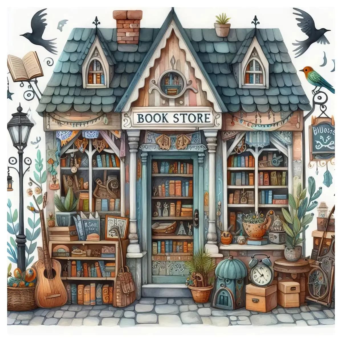 Cartoon Bookstore 30X30 CM/11.8 pollici kit punto croce fai da te 11CT/14CT ricamo decorazione della parete mestiere fai da te