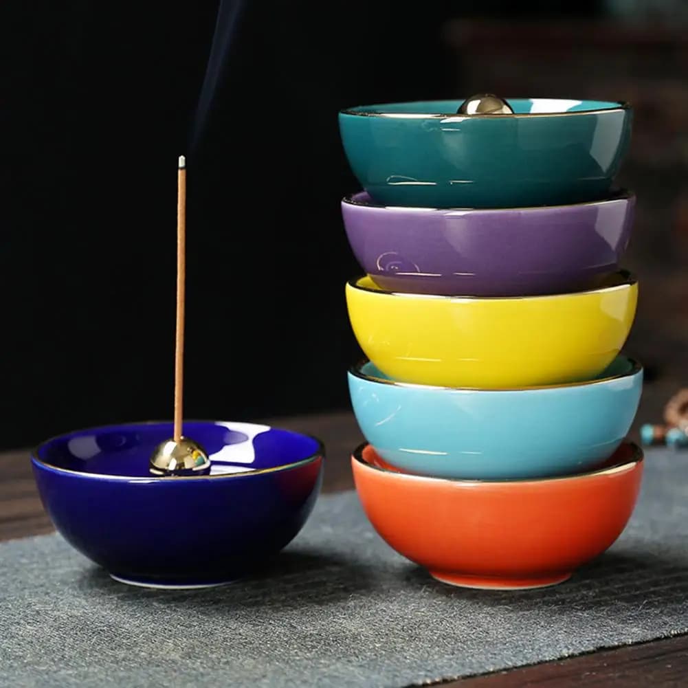 Bruciatore di incenso in ceramica soggiorno creativo fatto a mano bastone porta incenso Base Ash Catcher incensiere Stand